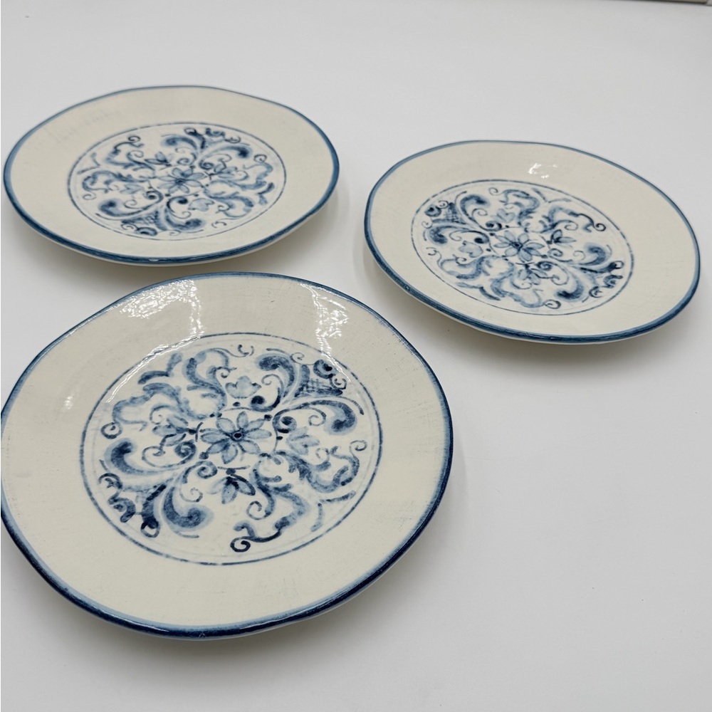 Sur La Table Aqua Salad Plate 8 3/4” Dinnerware Handcrafted In Italy Set Of 3